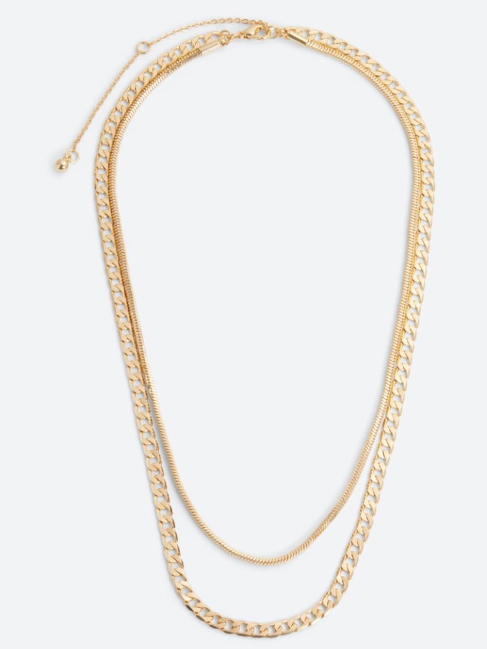 Towne & Reese Delicate Double Layer Chain Gold Necklace